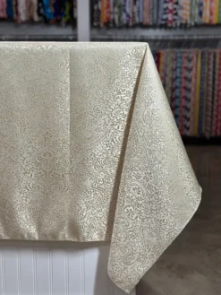 Miramar Jacquard Table Linen in Ivory and Gold