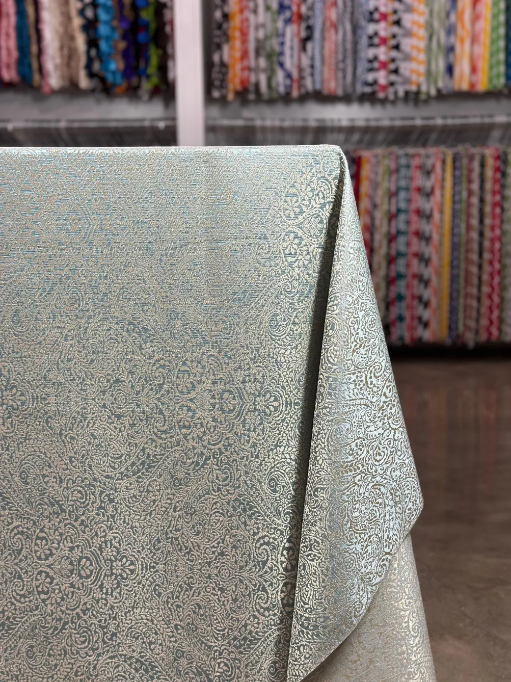 Miramar Jacquard Table Linen in Seafoam