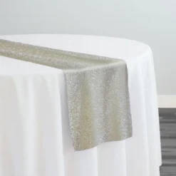 Miramar Jacquard Table Runner in Ivory and Gold