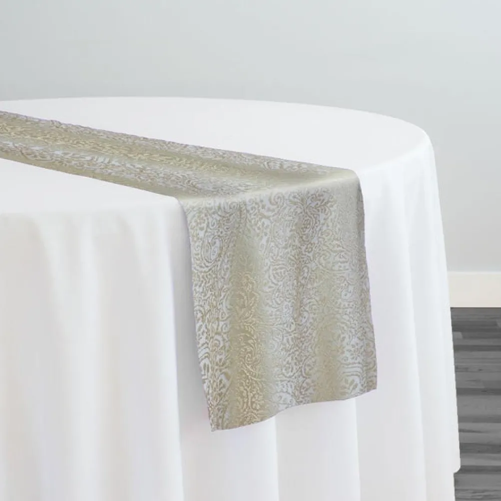 Miramar Jacquard Table Runner in Ivory and Gold