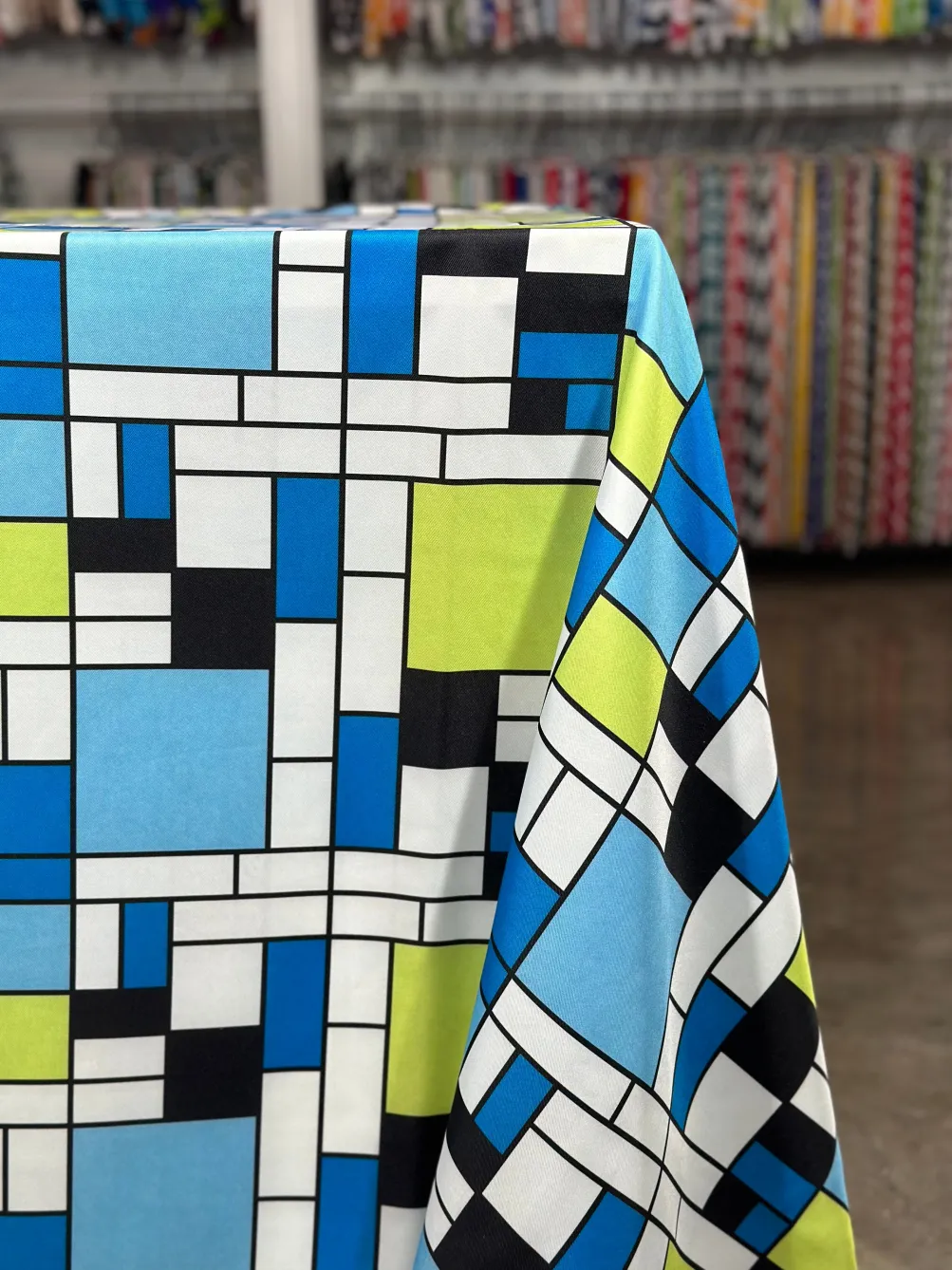 Mondrian (Poly Print) Table Linen in Blue