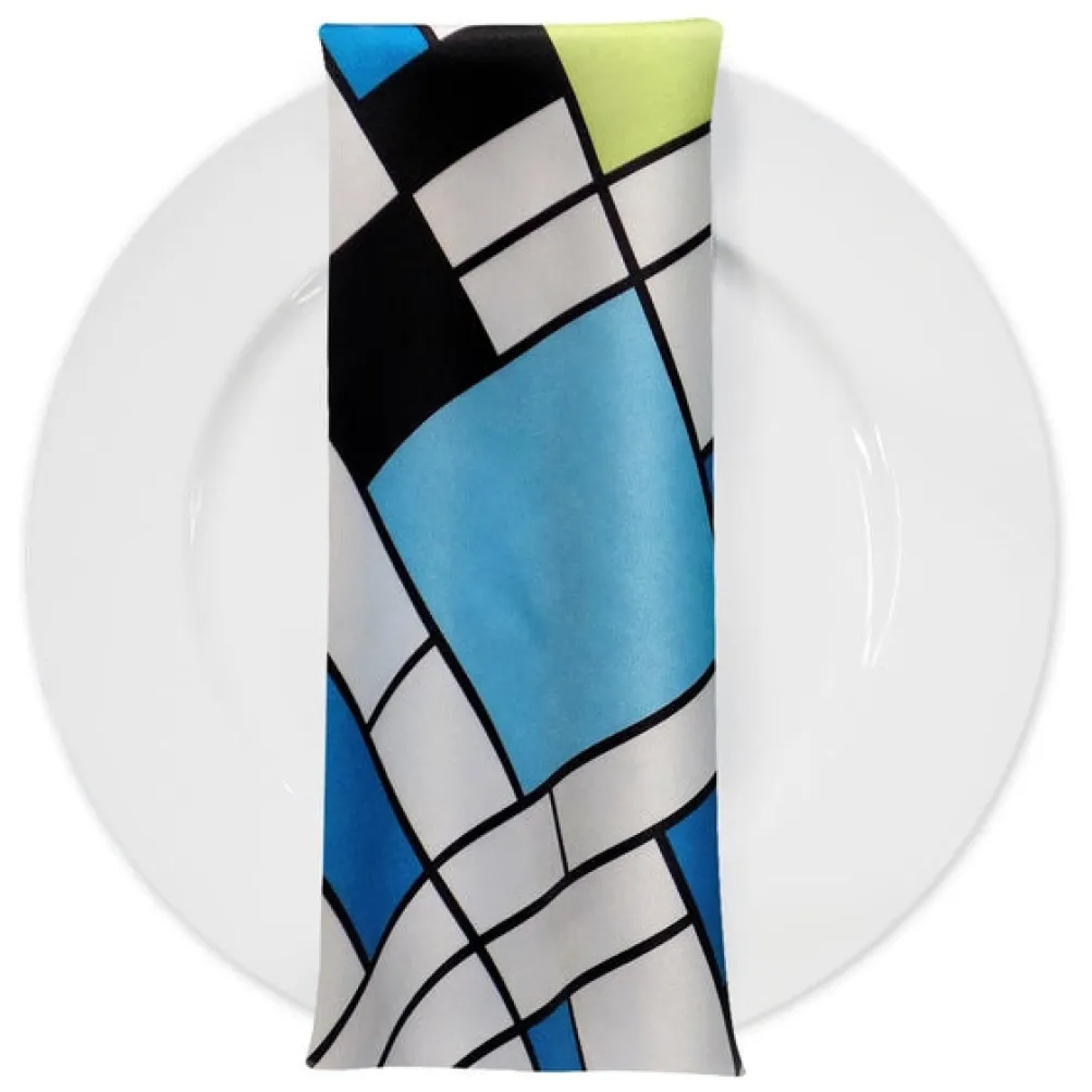 Mondrian (Poly Print) Table Napkins in Blue