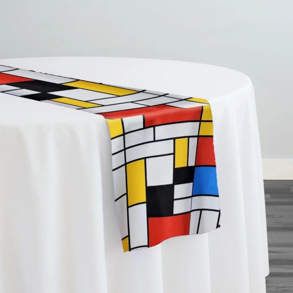 Mondrian (Poly Print) Table Runner in Red
