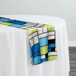 Mondrian (Poly Print) Table Runner in Blue