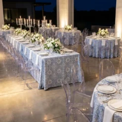 Morocco Jacquard (Reversible) Table Linen in Blue