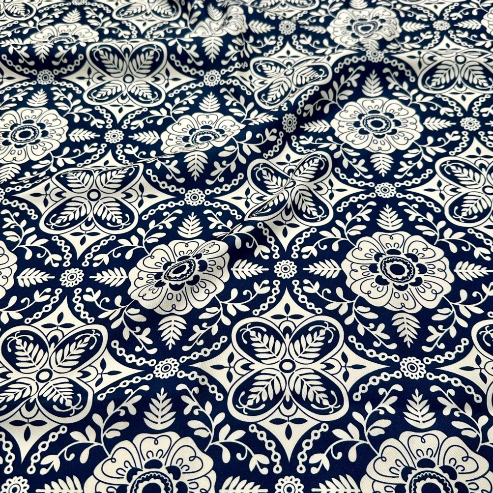Morocco (Poly Print) Table Linen in Navy