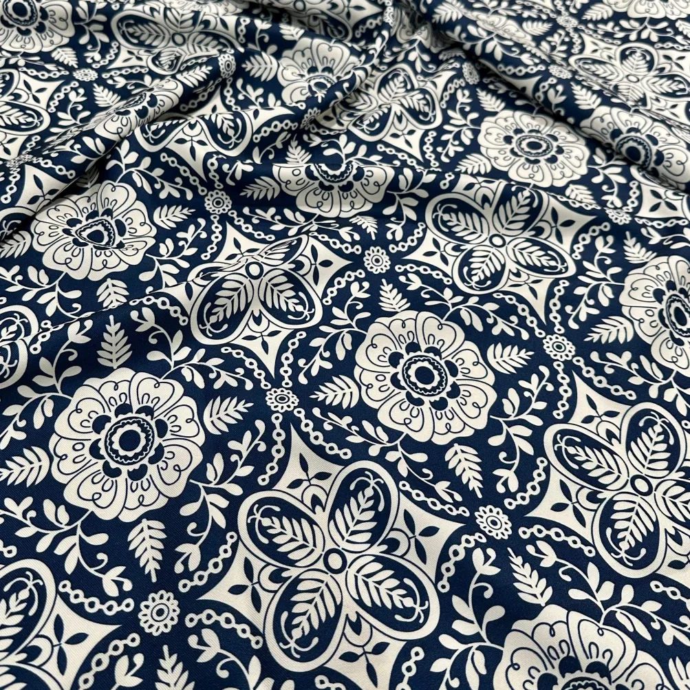 Morocco (Poly Print) Table Linen in Navy