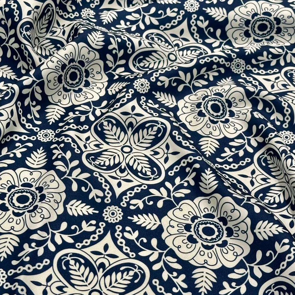 Morocco (Poly Print) Table Linen in Navy
