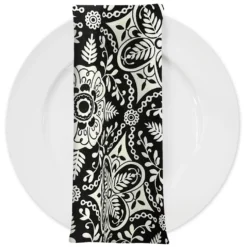 Morocco (Poly Print) Table Napkin in Black