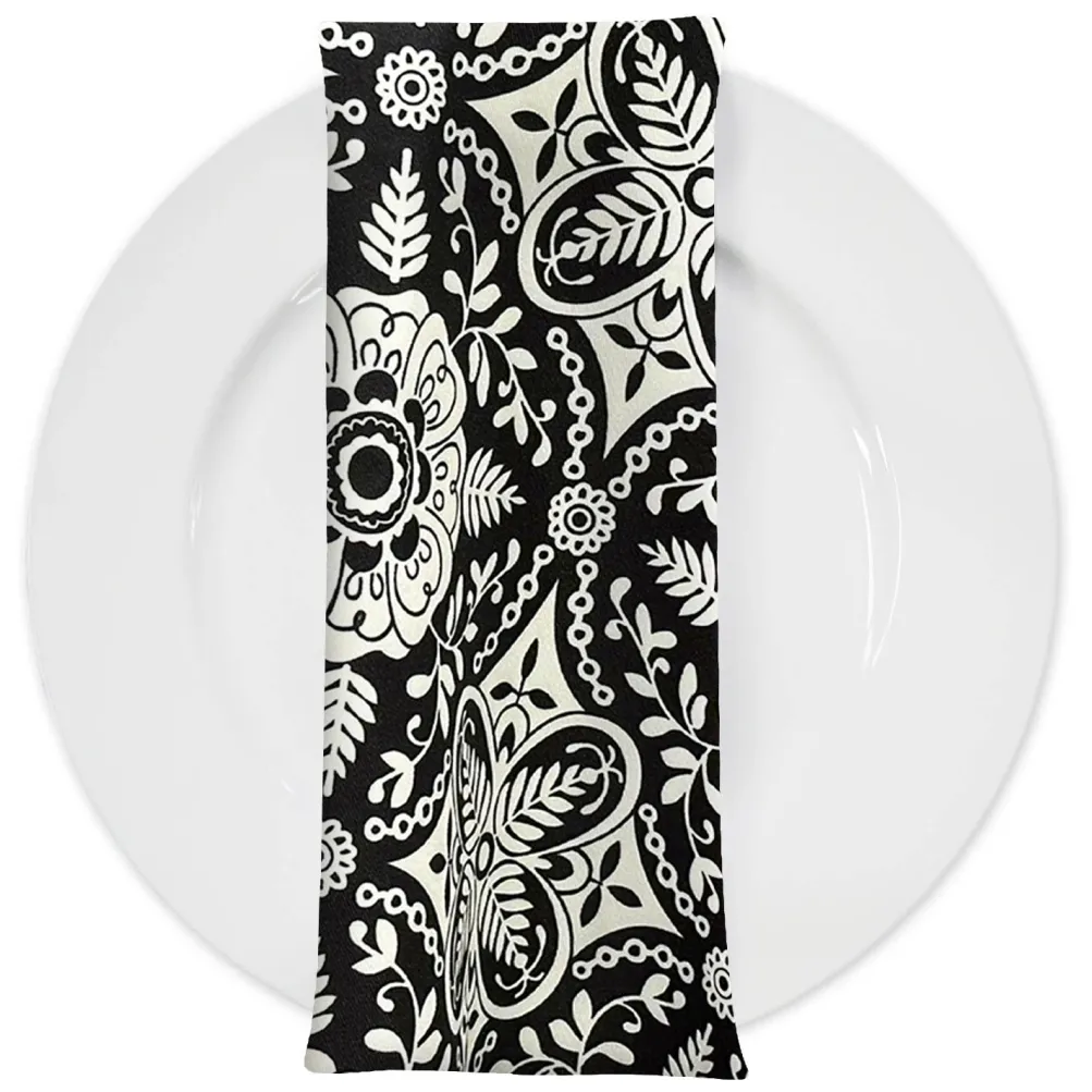 Morocco (Poly Print) Table Napkin in Black