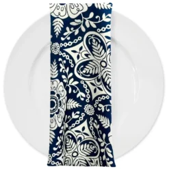 Morocco (Poly Print) Table Napkin in Navy