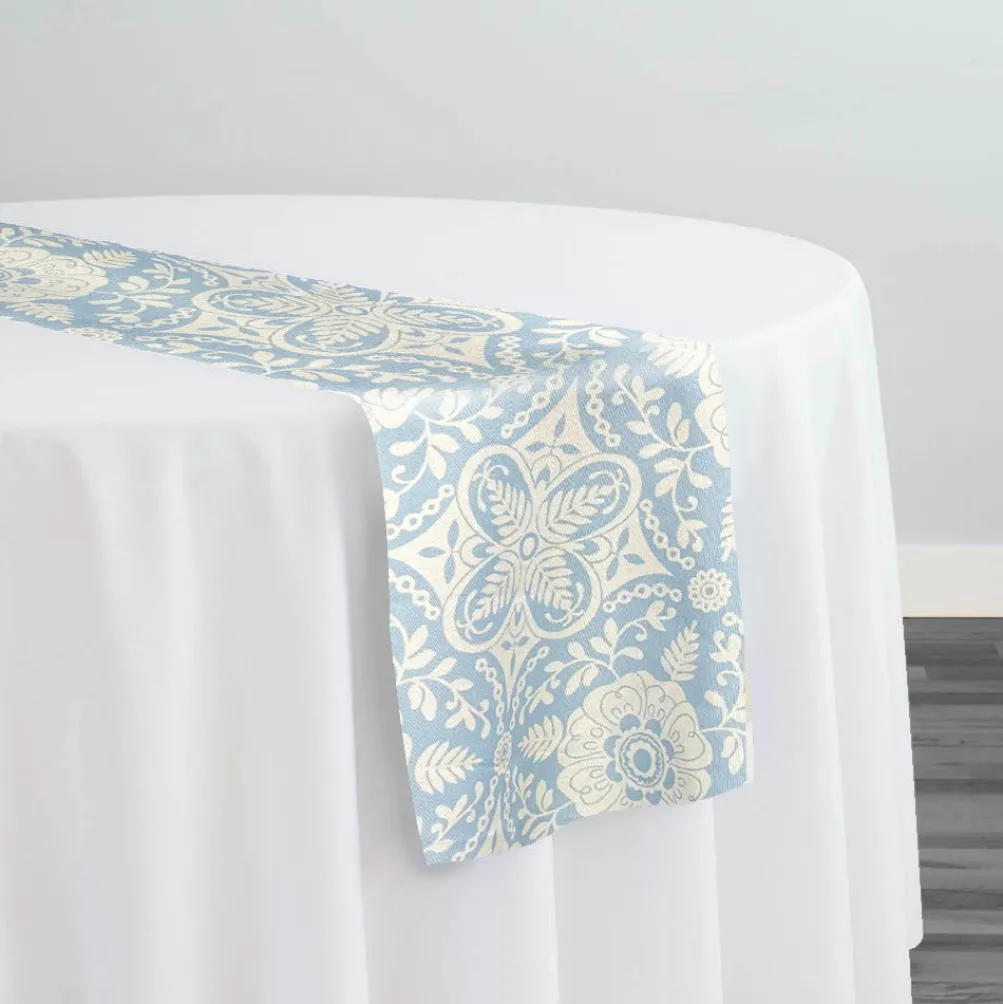Morocco (Poly Print) Table Runner in Lt Blue