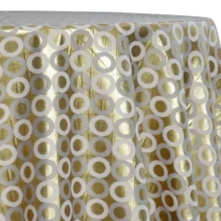 Mosaic Jacquard (Reversible) Table Linen in Ivory and Gold