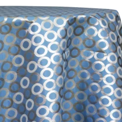 Mosaic Jacquard (Reversible) Table Linen in Turquoise and Silver