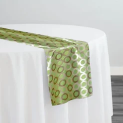 Mosaic Jacquard (Reversible) Table Runner in Green and Gold