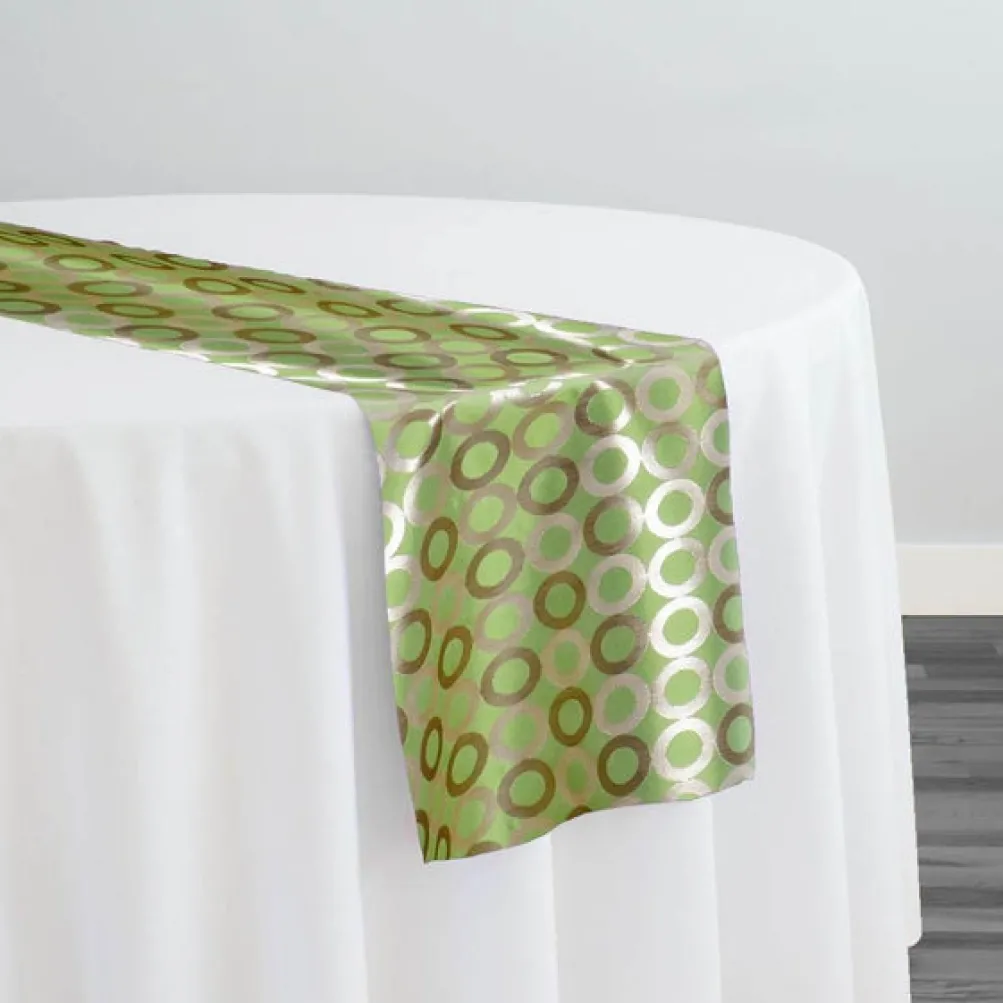 Mosaic Jacquard (Reversible) Table Runner in Green and Gold