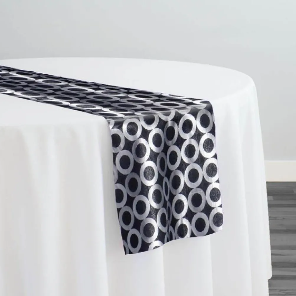 Mosaic Jacquard (Reversible) Table Runner in Black and Silver