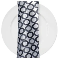 Mosaic Jacquard (Reversible) Table Napkin in Black and Silver