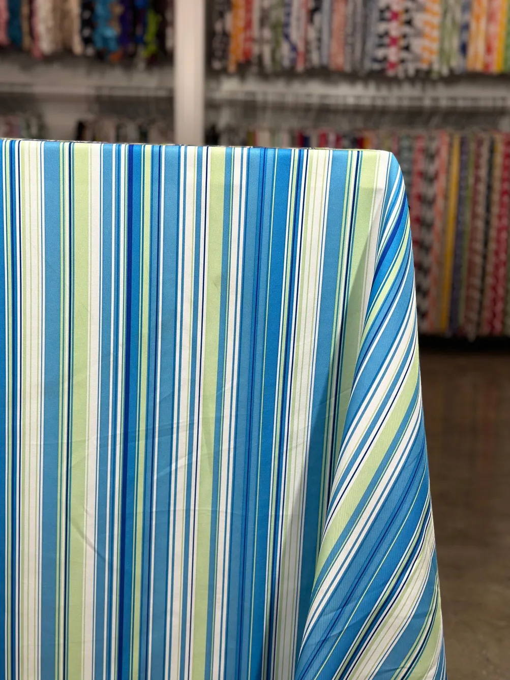 Multi-Color Stripe Table Linen in Azure