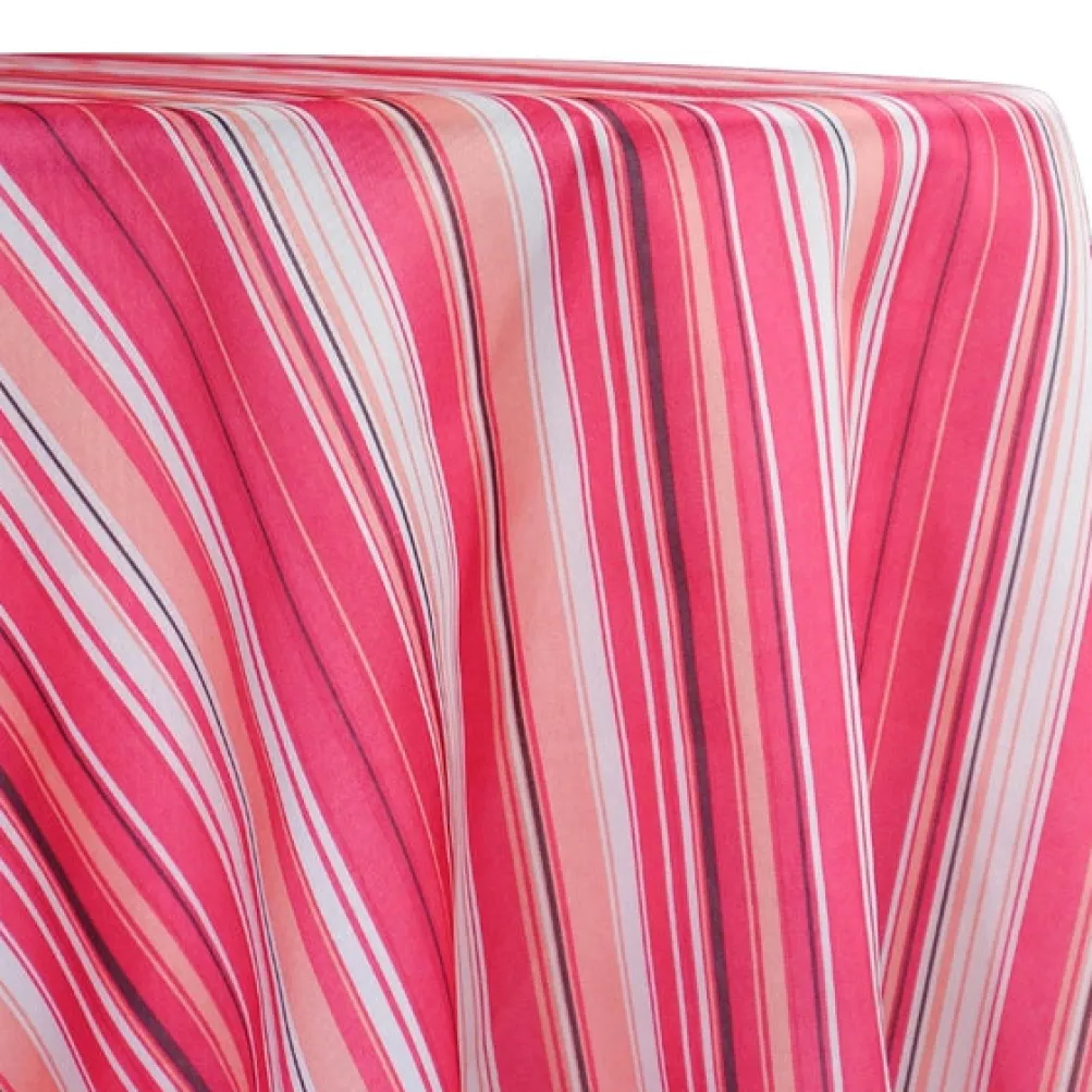 Multi-Color Stripe Table Linen in Bubblegum