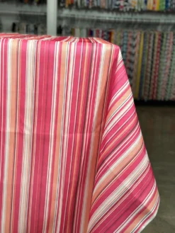 Multi-Color Stripe Table Linen in Bubblegum