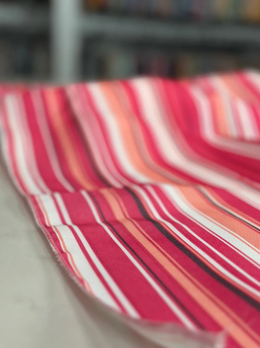 Multi-Color Stripe Table Linen in Bubblegum