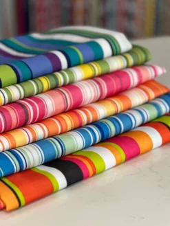 Multi-Color Stripe Table Linen in Bubblegum
