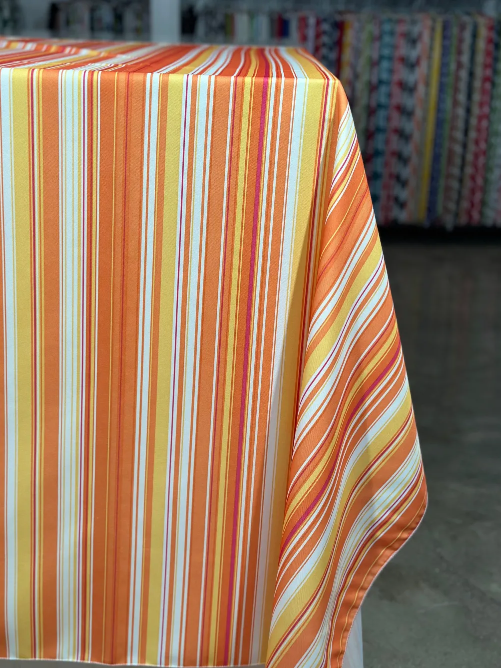 Multi-Color Stripe Table Linen in Sunset