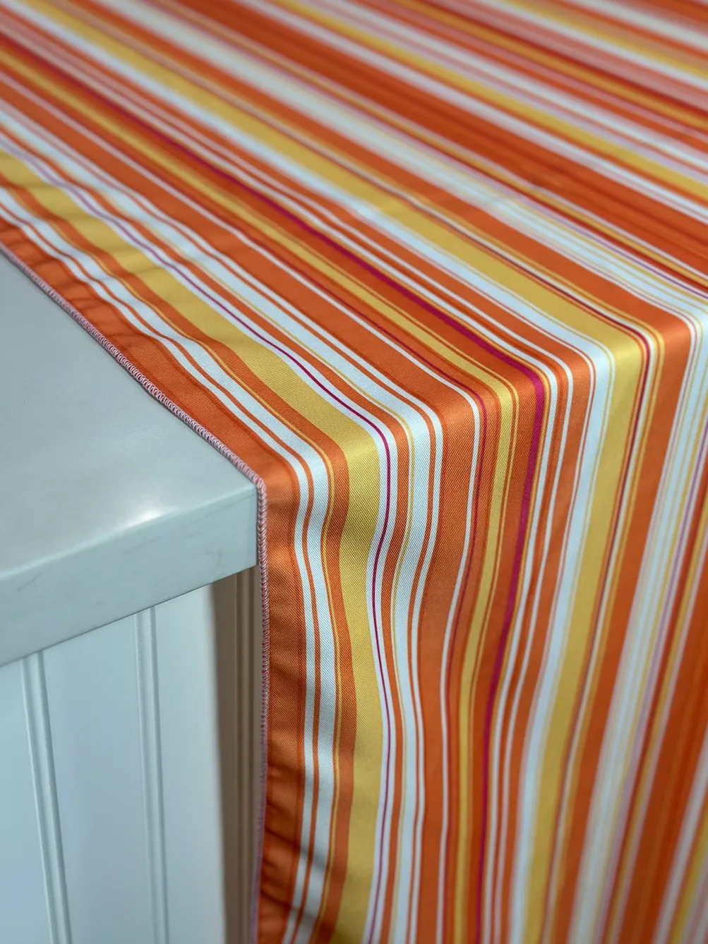 Multi-Color Stripe Table Linen in Sunset