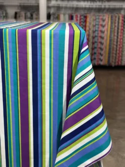 Multi-Color Stripe Table Linen in Grape