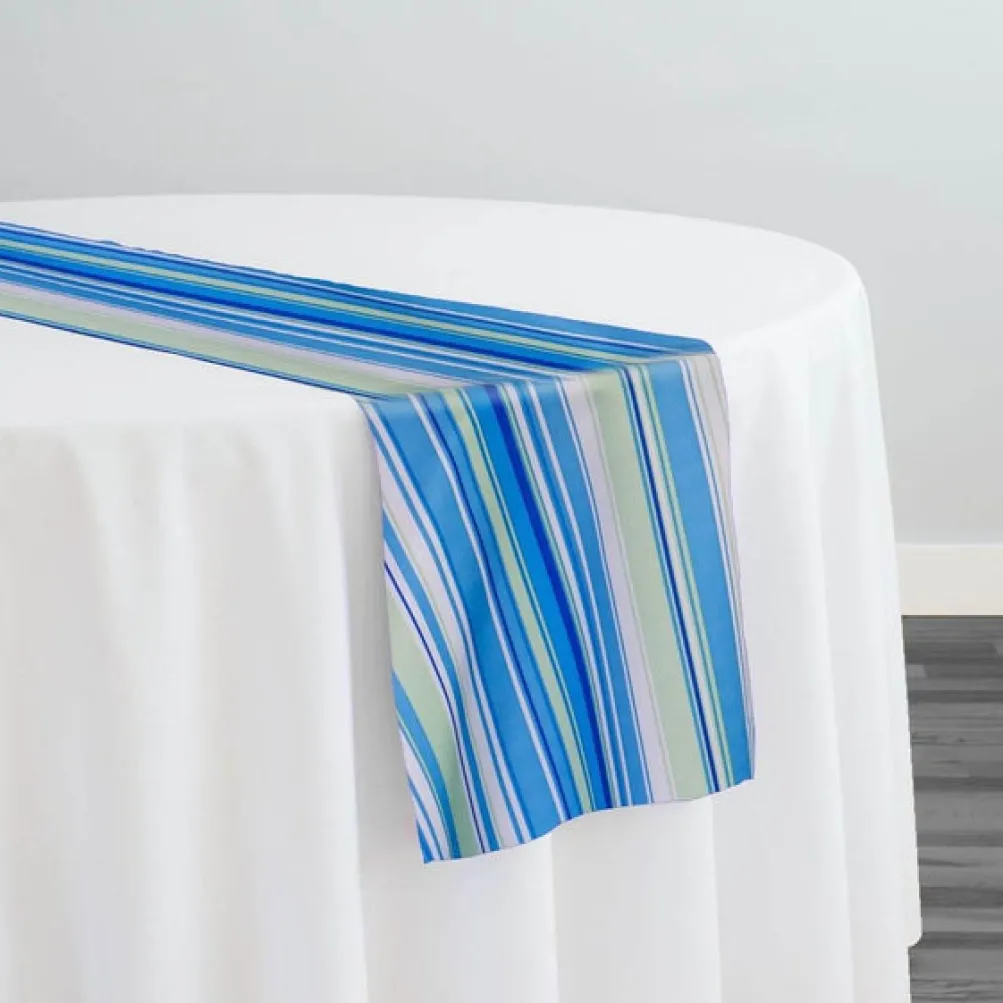 Multi-Color Stripe Table Runner in Azure