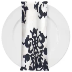 Newport Print (Dupioni) Table Napkin in Black