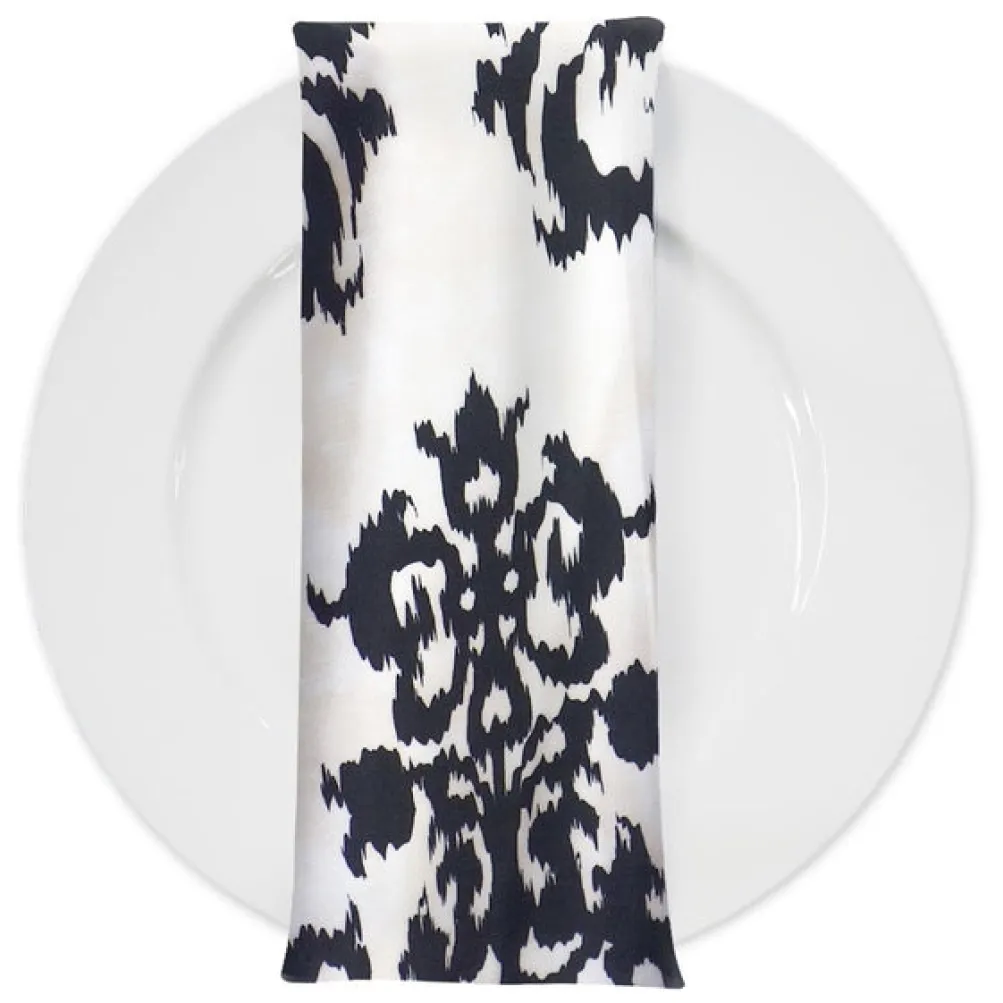 Newport Print (Dupioni) Table Napkin in Black