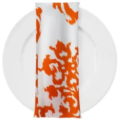 Newport Print (Dupioni) Table Napkin in Orange