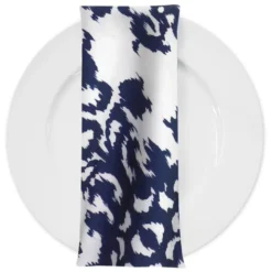Newport Print (Dupioni) Table Napkin in Navy