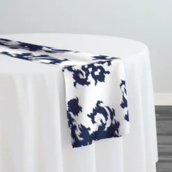 Newport Print (Dupioni) Table Runner in Navy