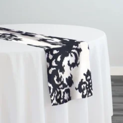 Newport Print (Dupioni) Table Runner in Black