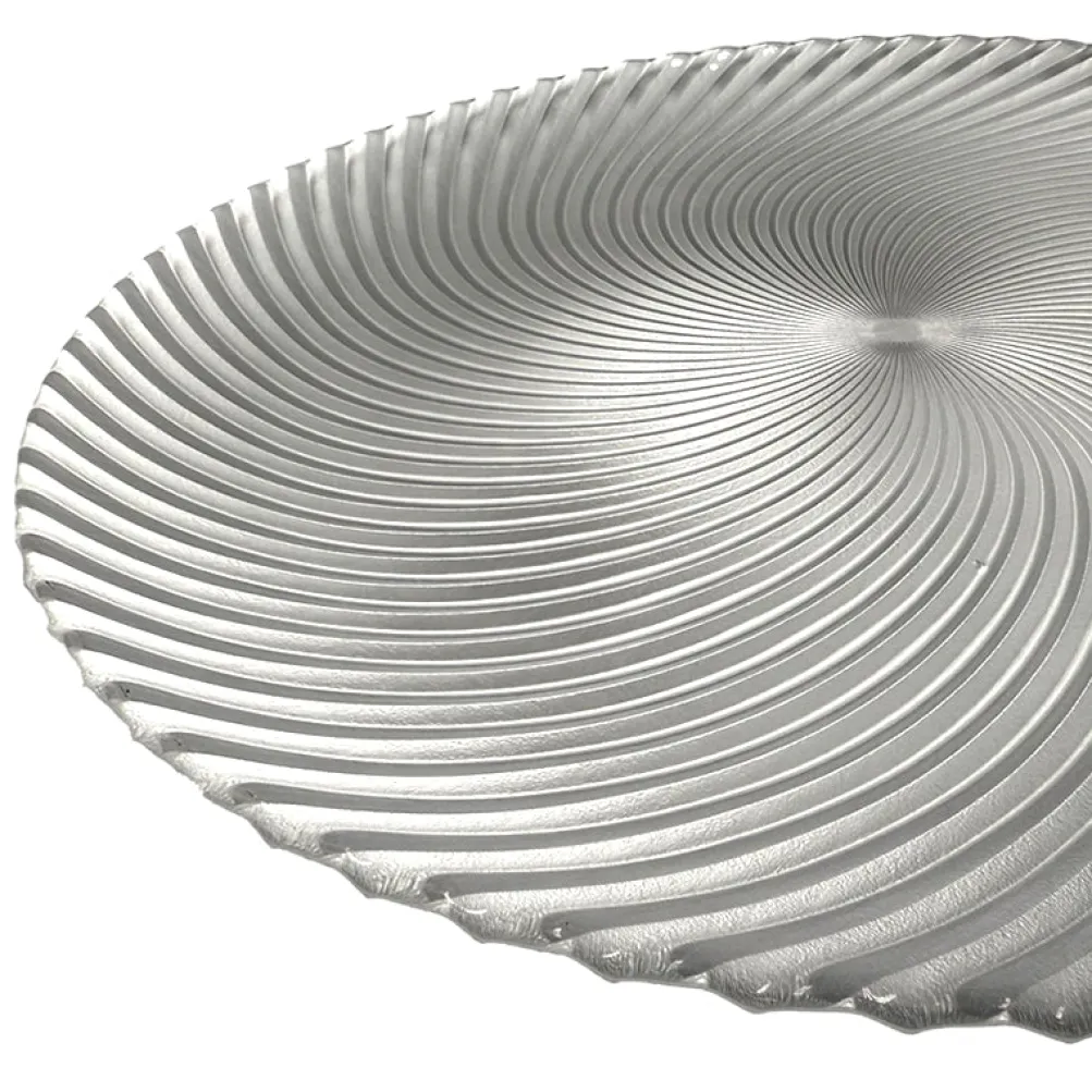 Omni Swirl - Glass Charger Plate in Silver (Item # 0347)