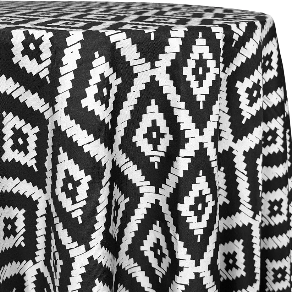 Onyx (Poly Print) Table Linen in Black / White