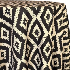 Onyx (Poly Print) Table Linen in Black / Taupe
