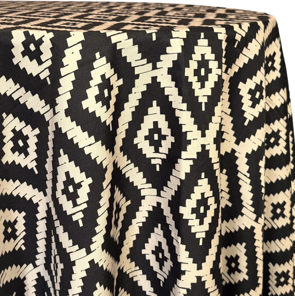 Onyx (Poly Print) Table Linen in Black / Taupe