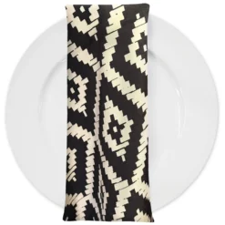 Onyx (Poly Print) Table Napkin in Black / Taupe
