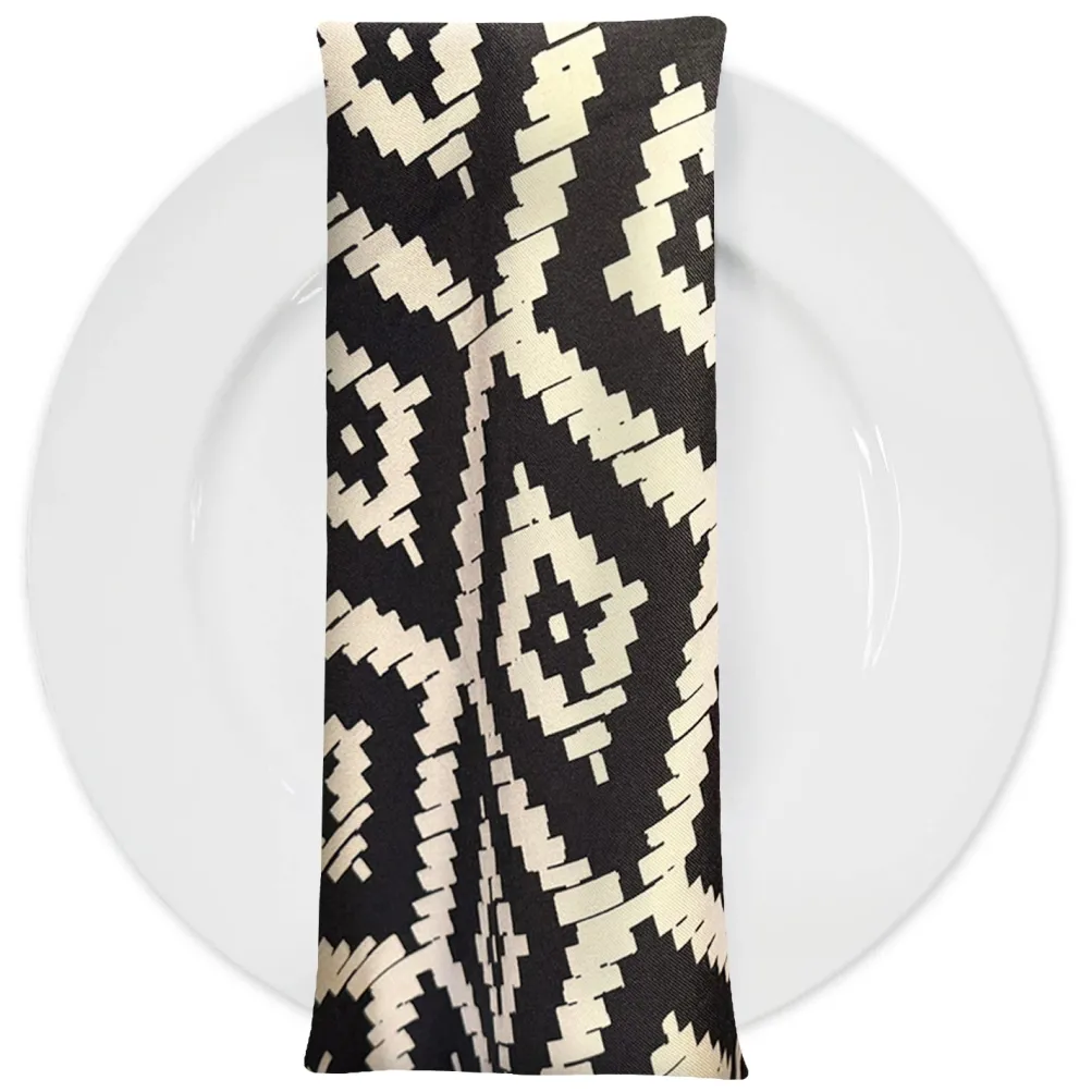 Onyx (Poly Print) Table Napkin in Black / Taupe