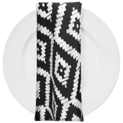Onyx (Poly Print) Table Napkin in Black / White