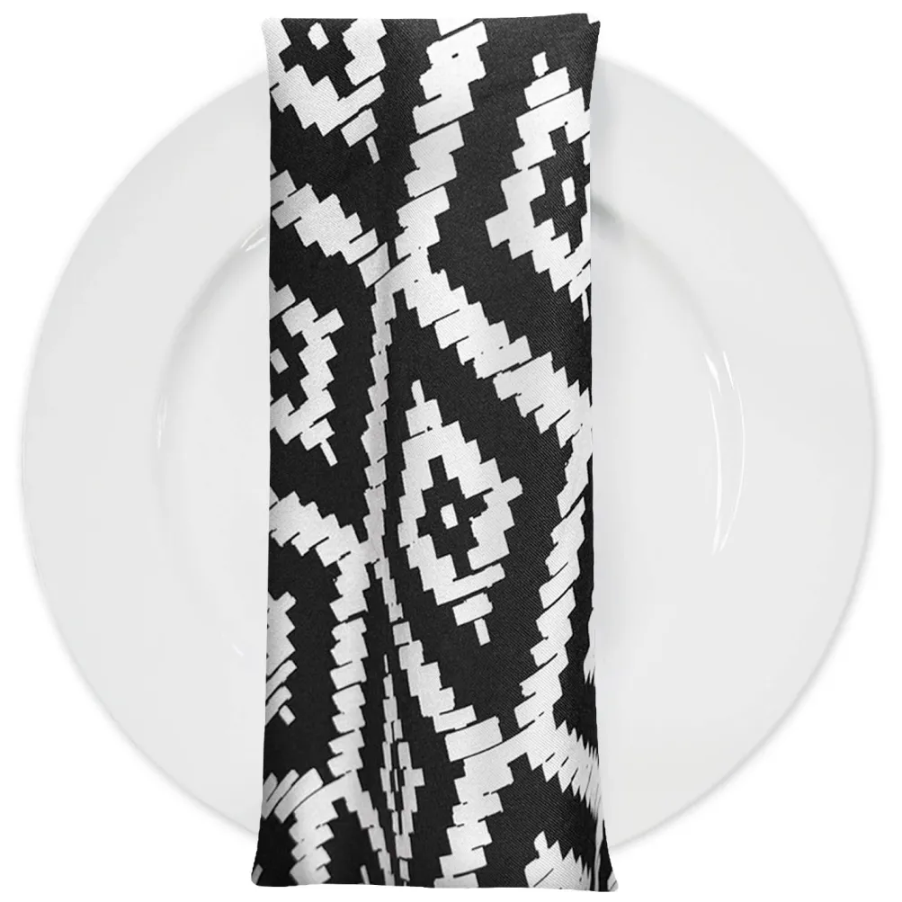 Onyx (Poly Print) Table Napkin in Black / White