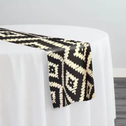 Onyx (Poly Print) Table Runner in Black / Taupe