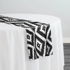 Onyx (Poly Print) Table Runner in Black / White