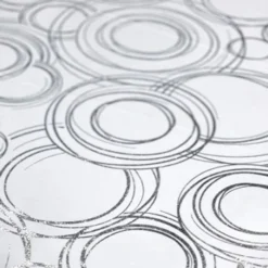 Orbit (Metallic Print) Table Linen in White and Silver