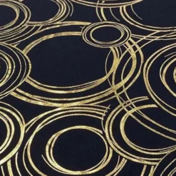 Orbit (Metallic Print) Table Linen in Black and Gold