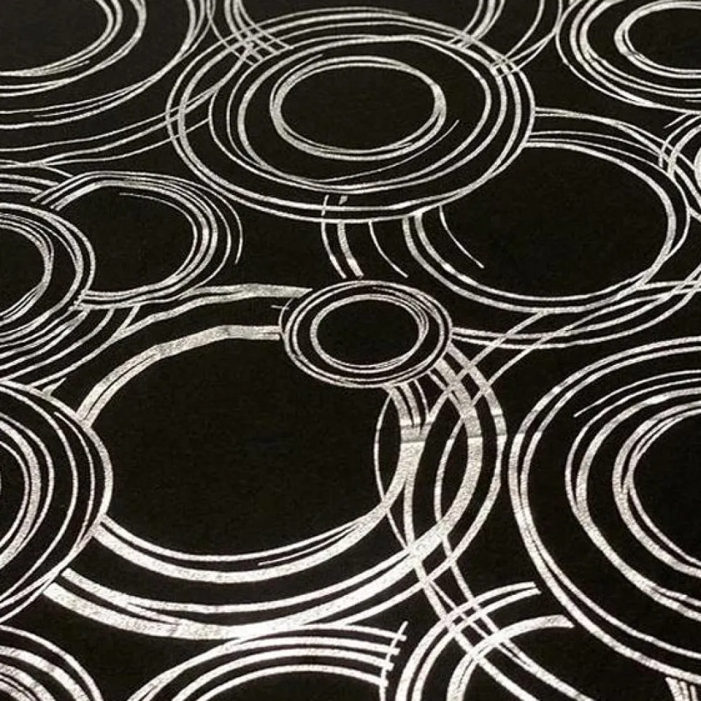 Orbit (Metallic Print) Table Runner in Black and Silver